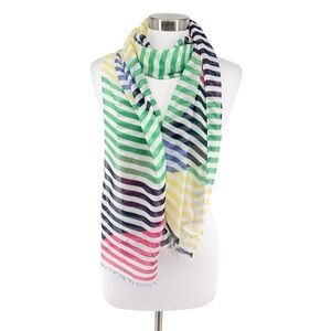 Talbots Multicolor Striped Lightweight Gauzy Scarf Polyester 22 x 76